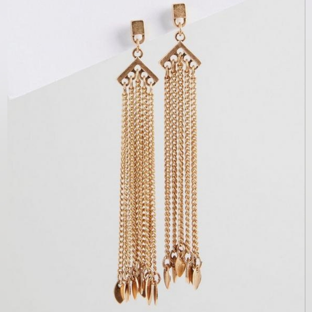 Torrid fringe drop Statement earrings, gold